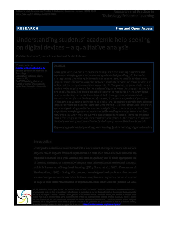 Understanding students’ academic help-seeking on digital devices – a qualitative analysis Thumbnail