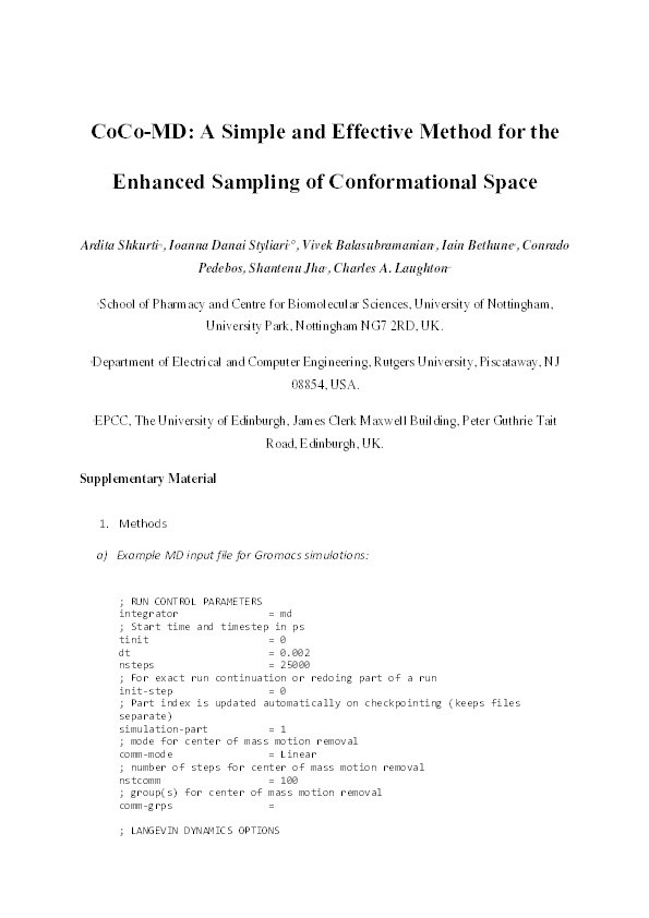 CoCo-MD: A Simple and Effective Method for the Enhanced Sampling of Conformational Space Thumbnail