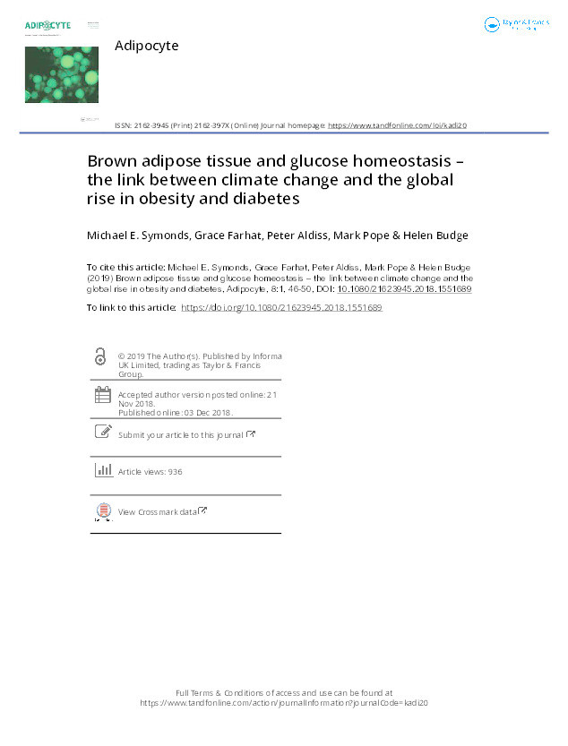 Brown adipose tissue and glucose homeostasis – the link between climate change and the global rise in obesity and diabetes Thumbnail