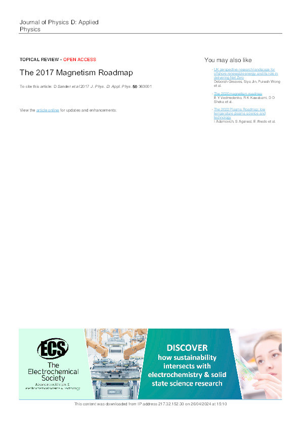The 2017 Magnetism Roadmap Thumbnail
