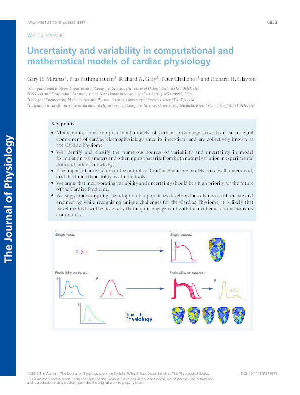 Uncertainty and variability in computational and mathematical models of cardiac physiology: Uncertainty and variability in cardiac models Thumbnail