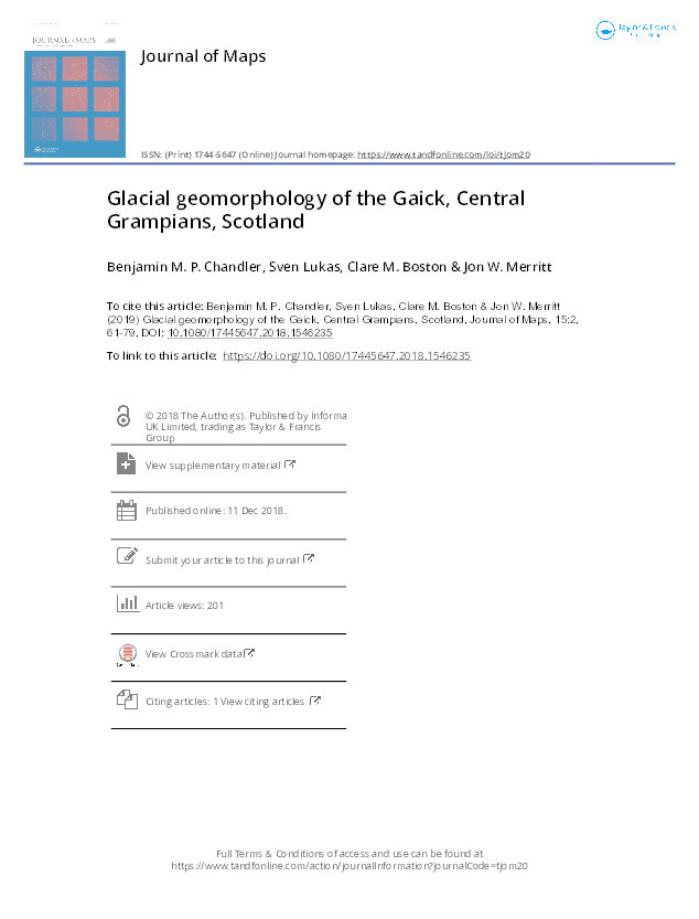 Glacial geomorphology of the Gaick, Central Grampians, Scotland Thumbnail