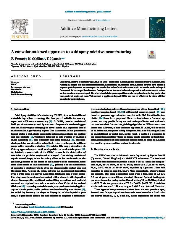 A convolution-based approach to cold spray additive manufacturing Thumbnail