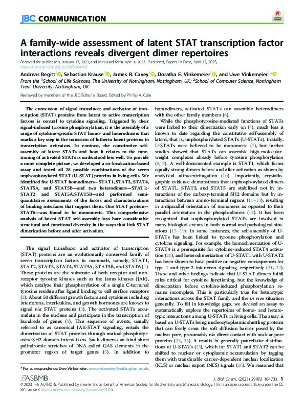 A family-wide assessment of latent STAT transcription factor interactions reveals divergent dimer repertoires Thumbnail