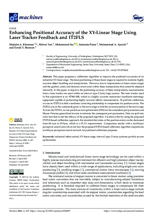 Enhancing Positional Accuracy of the XY-Linear Stage Using Laser Tracker Feedback and IT2FLS Thumbnail