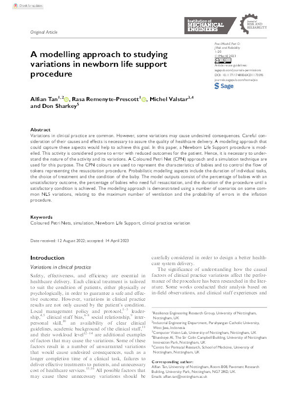 A modelling approach to studying variations in newborn life support procedure Thumbnail