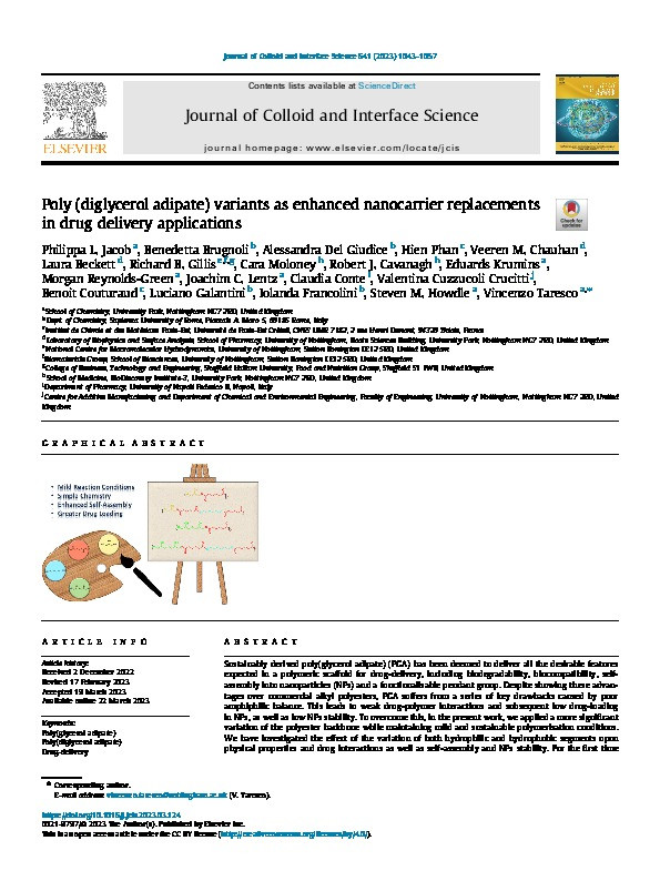 Poly (diglycerol adipate) variants as enhanced nanocarrier replacements in drug delivery applications Thumbnail