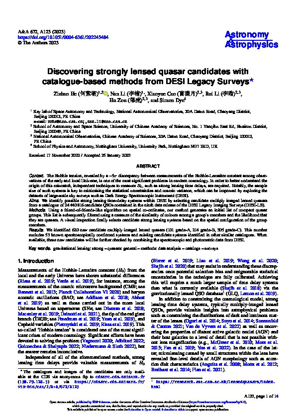 Discovering strongly lensed quasar candidates with catalogue-based methods from DESI Legacy Surveys Thumbnail