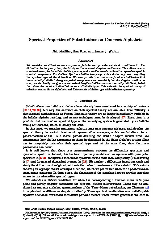 Spectral properties of substitutions on compact alphabets Thumbnail