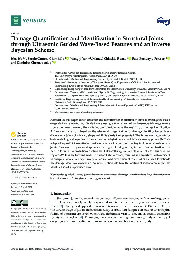 Damage Quantification and Identification in Structural Joints through Ultrasonic Guided Wave-Based Features and an Inverse Bayesian Scheme Thumbnail