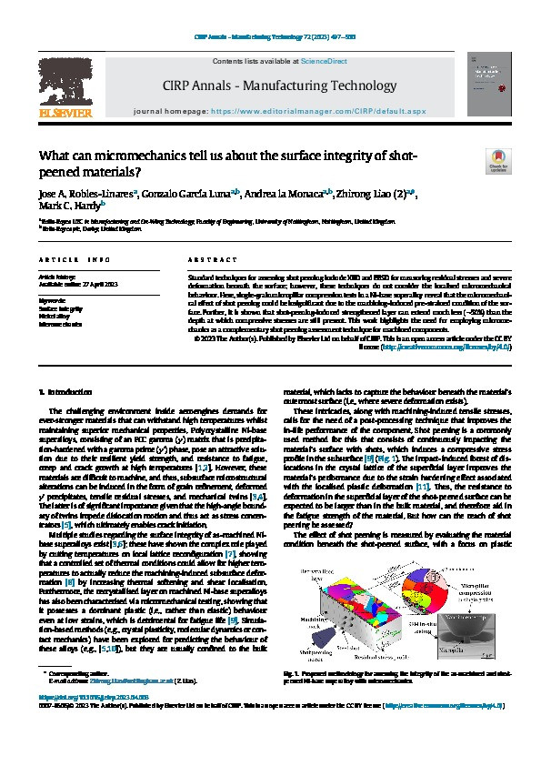 What can micromechanics tell us about the surface integrity of shot-peened materials? Thumbnail