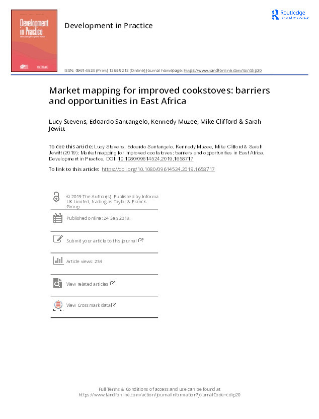 Market mapping for improved cookstoves: barriers and opportunities in East Africa Thumbnail