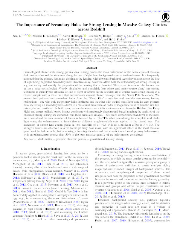 The importance of secondary halos for strong lensing in massive galaxy clusters across redshift Thumbnail