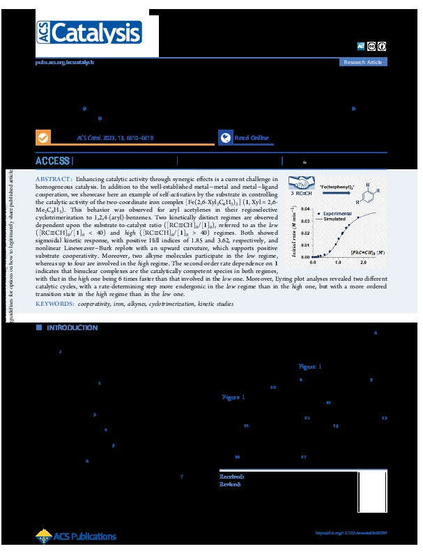 Homotropic Cooperativity in Iron-Catalyzed Alkyne Cyclotrimerizations Thumbnail