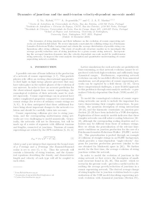 Dynamics of junctions and the multitension velocity-dependent one-scale model Thumbnail