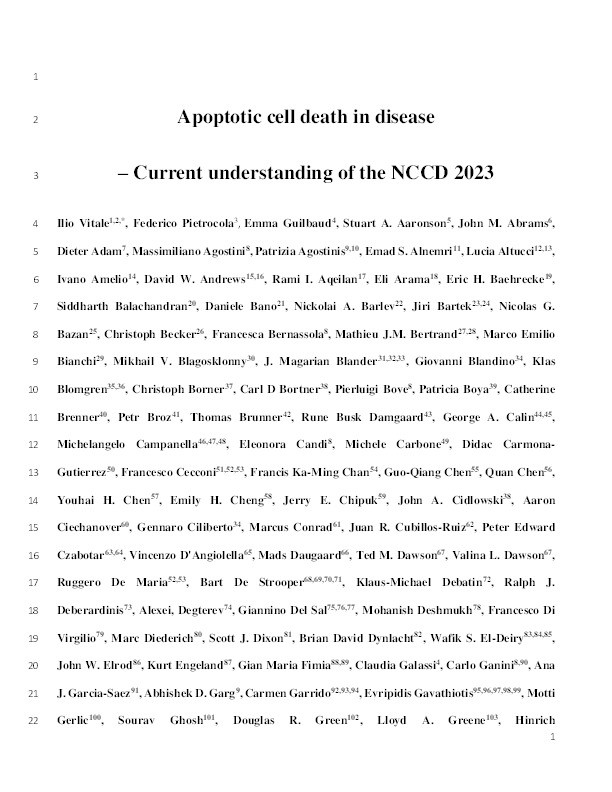 Apoptotic cell death in disease—Current understanding of the NCCD 2023 Thumbnail