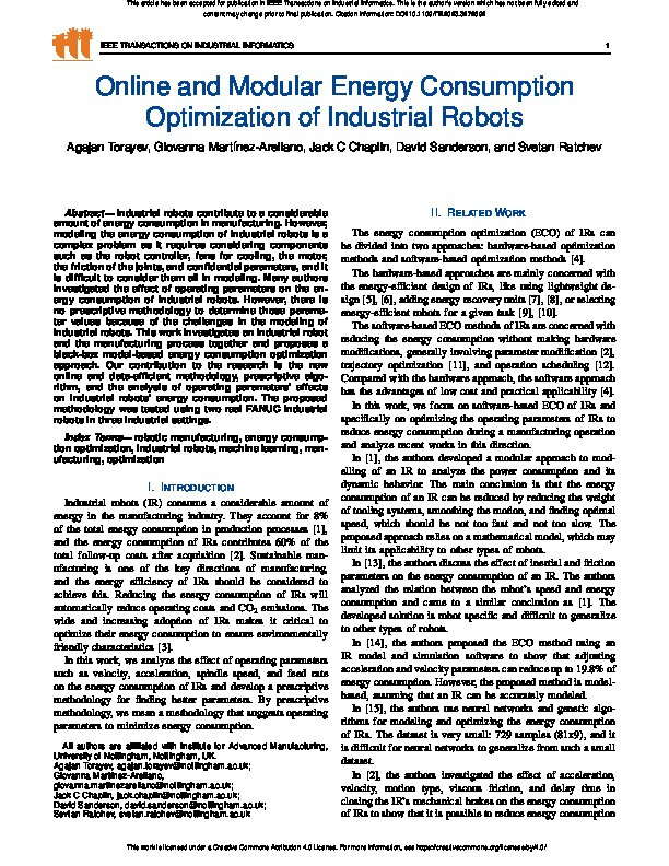 Online and Modular Energy Consumption Optimization of Industrial Robots Thumbnail