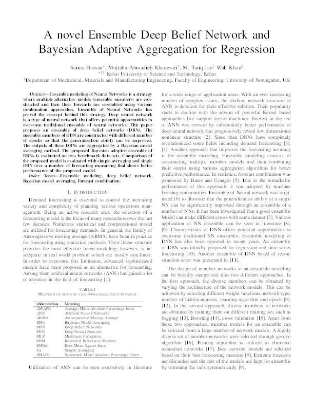 Ensemble of Deep Belief Network and Bayesian Adaptive Aggregation for Regression Thumbnail
