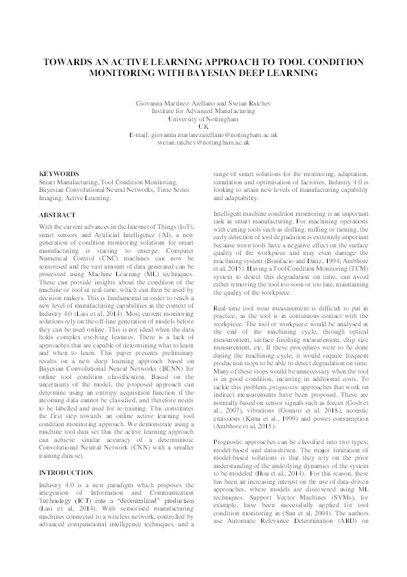 Towards an active learning approach to tool condition monitoring with Bayesian deep learning Thumbnail