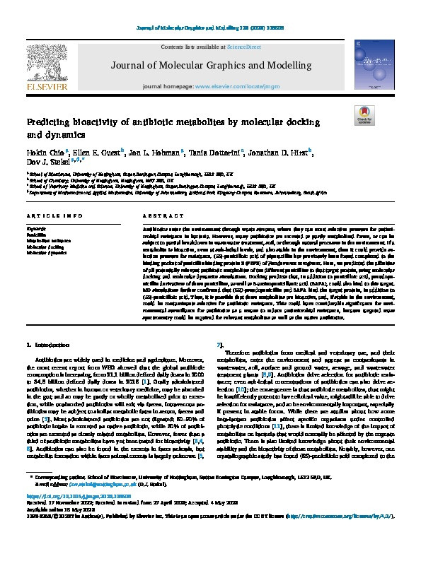 Predicting bioactivity of antibiotic metabolites by molecular docking and dynamics Thumbnail