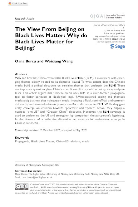 The View From Beijing on Black Lives Matter: Why do Black Lives Matter for Beijing? Thumbnail