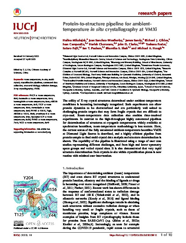 Protein-to-structure pipeline for ambient-temperature in situ crystallography at VMXi Thumbnail