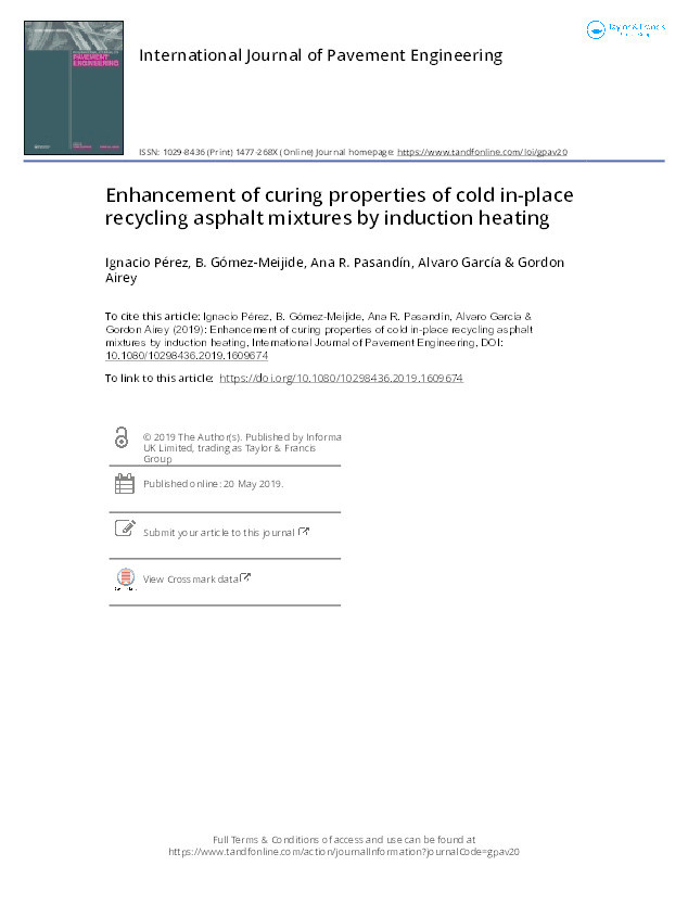 Enhancement of curing properties of cold in-place recycling asphalt mixtures by induction heating Thumbnail