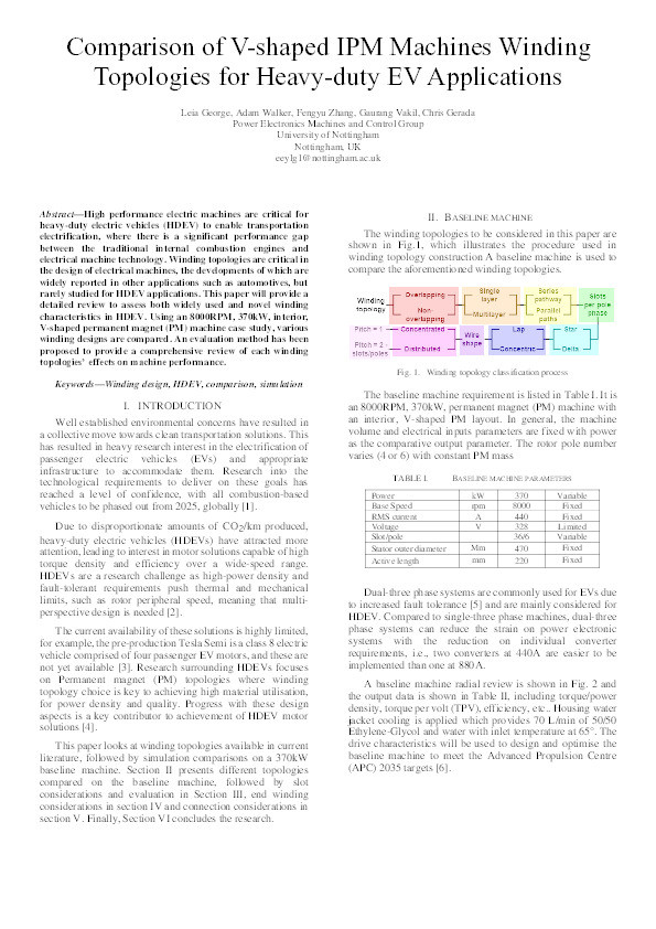 Comparison of V-shaped IPM Machines Winding Topologies for Heavy-duty EV Applications Thumbnail