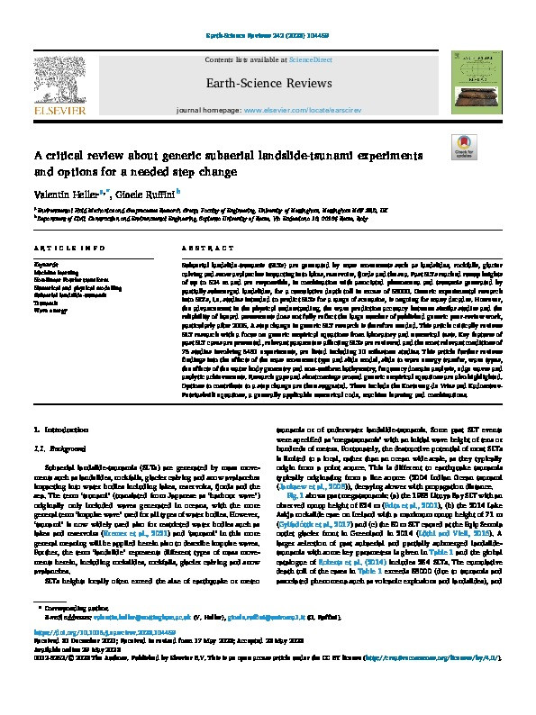 A critical review about generic subaerial landslide-tsunami experiments and options for a needed step change Thumbnail