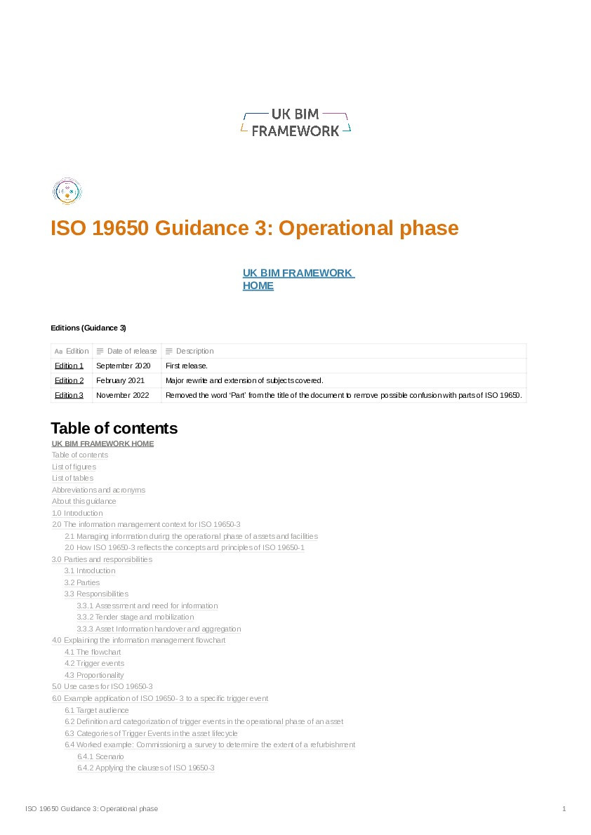 ISO 19650 Guidance 3: Operational Phase, Edition 3 Thumbnail