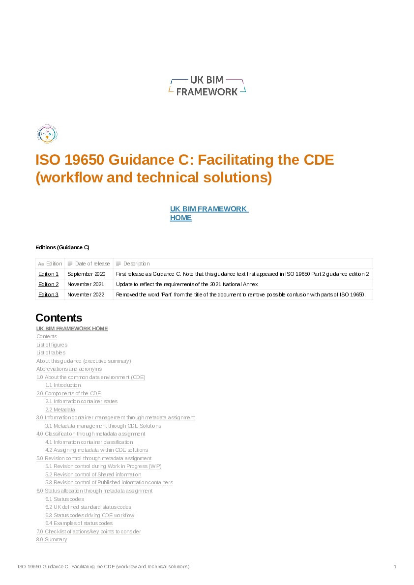 ISO 19650 Guidance C: Facilitating The CDE (Workflow And Technical Solutions), Edition 3 Thumbnail