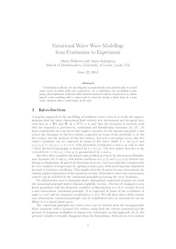 Variational water wave modelling: from continuum to experiment Thumbnail