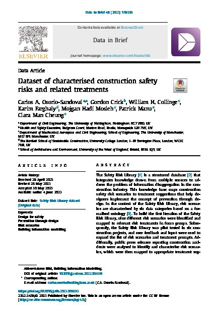 Dataset of characterised construction safety risks and related treatments Thumbnail