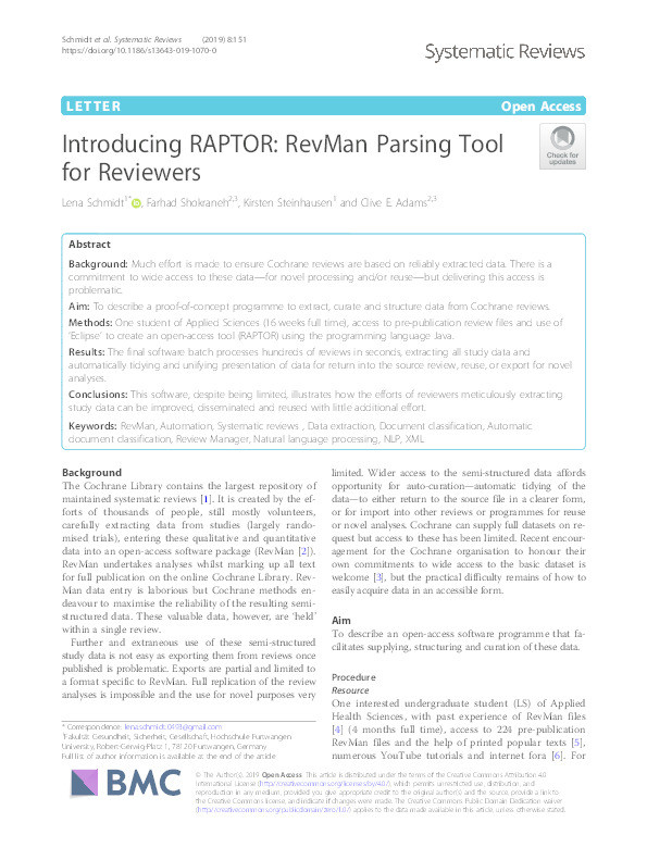 Introducing RAPTOR: Revman Parsing Tool for Reviewers Thumbnail