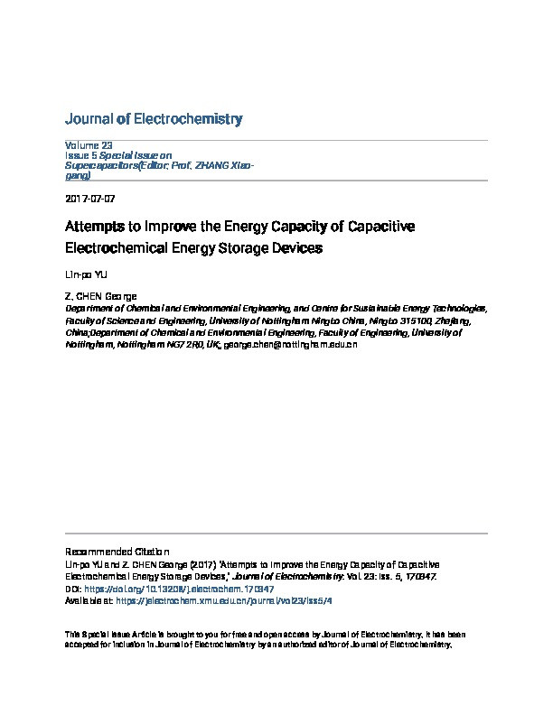 Attempts to Improve the Energy Capacity of Capacitive Electrochemical Energy Storage Devices Thumbnail