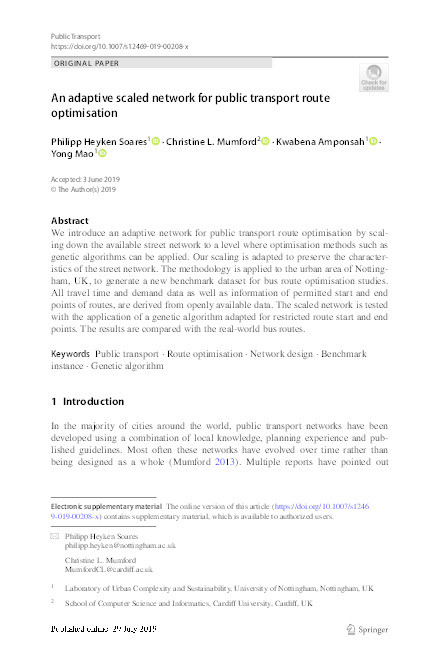 An adaptive scaled network for public transport route optimisation Thumbnail