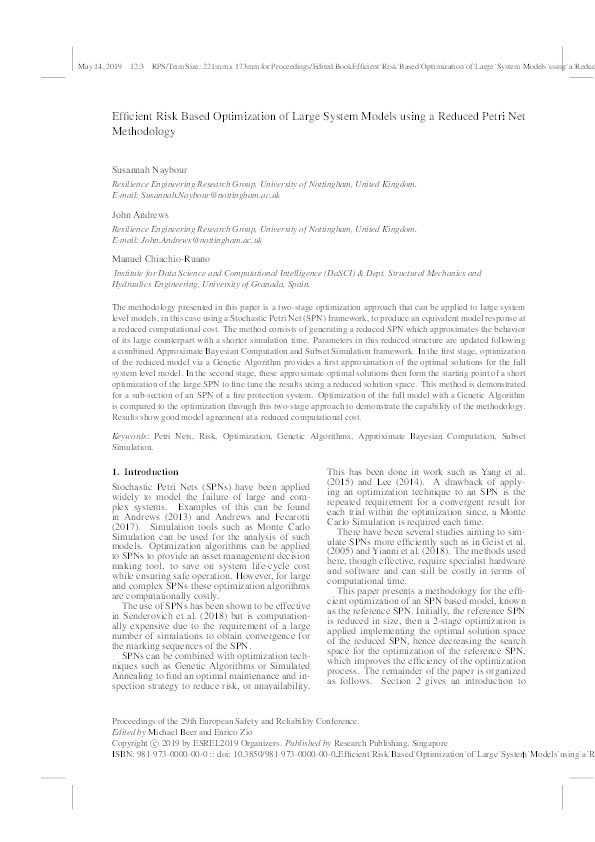 Efficient risk based optimization of large system models using a reduced petri net methodology Thumbnail