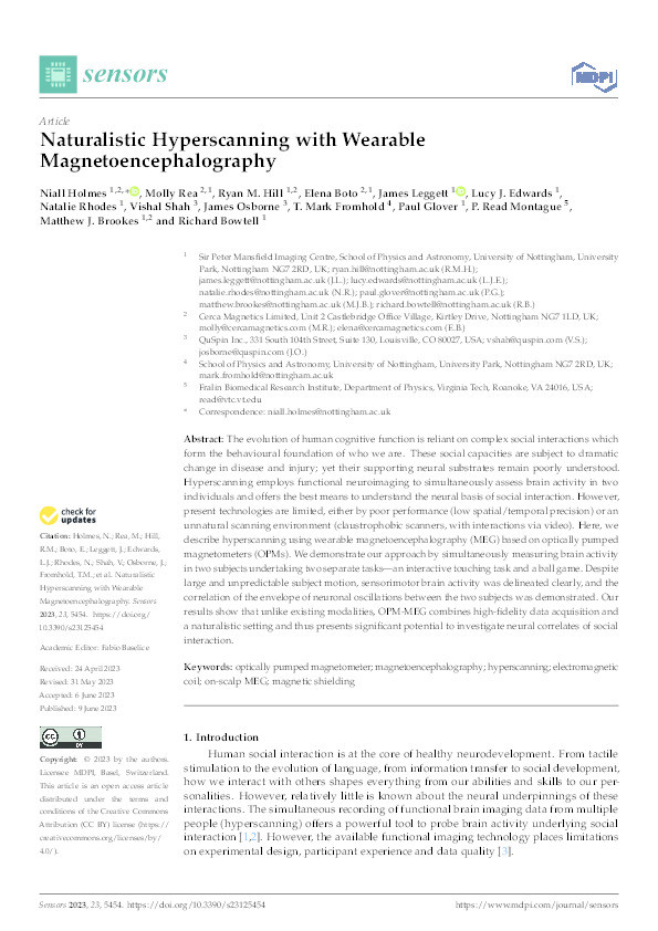 Naturalistic Hyperscanning with Wearable Magnetoencephalography Thumbnail