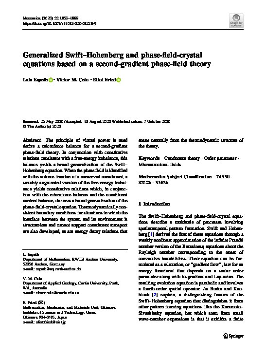 Generalized Swift–Hohenberg and phase-field-crystal equations based on a second-gradient phase-field theory Thumbnail