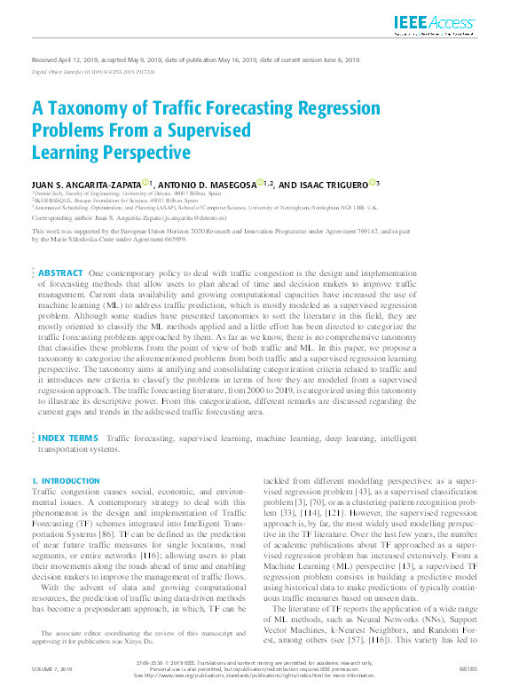 A Taxonomy of Traffic Forecasting Regression Problems From a Supervised Learning Perspective Thumbnail