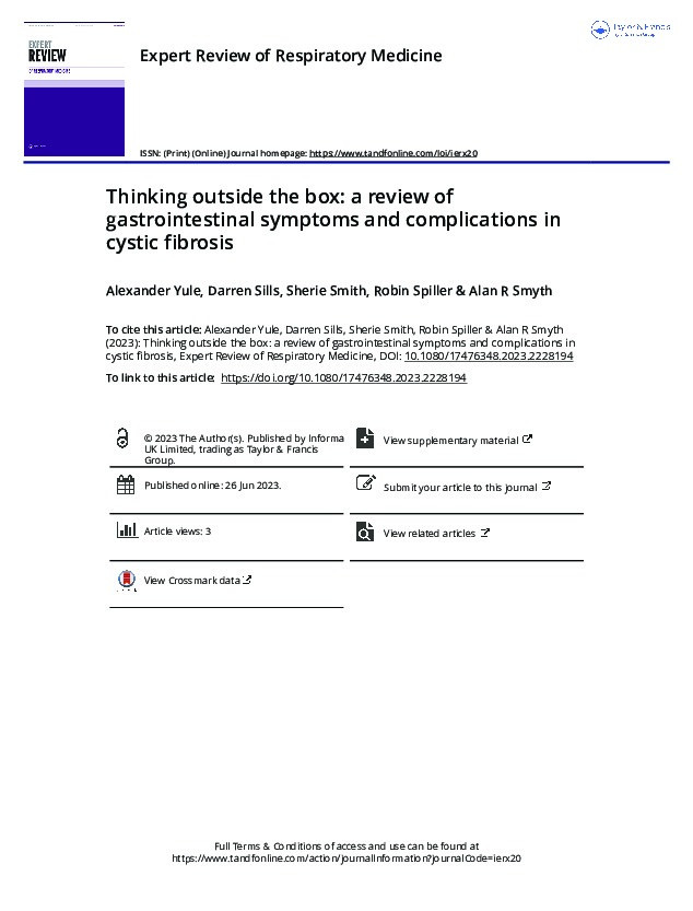 Thinking outside the box: a review of gastrointestinal symptoms and complications in cystic fibrosis Thumbnail