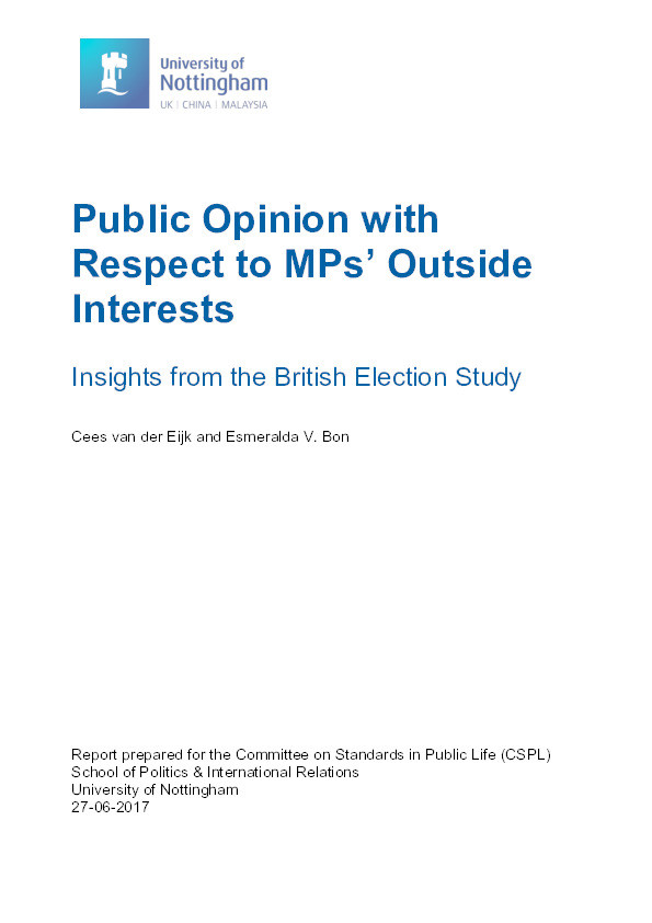 Public Opinion with Respect to MPs’ Outside Interests: Insights from the British Election Study Thumbnail