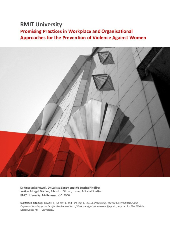 Promising practices in workplace and organisational approaches for the prevention of violence against women Thumbnail