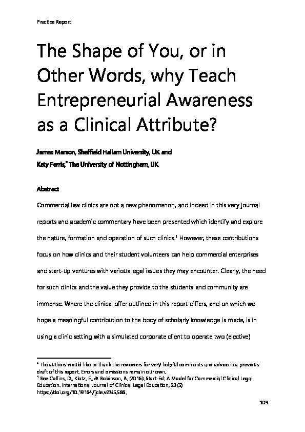 The Shape of You, or in Other Words, why Teach Entrepreneurial Awareness as a Clinical Attribute? Thumbnail