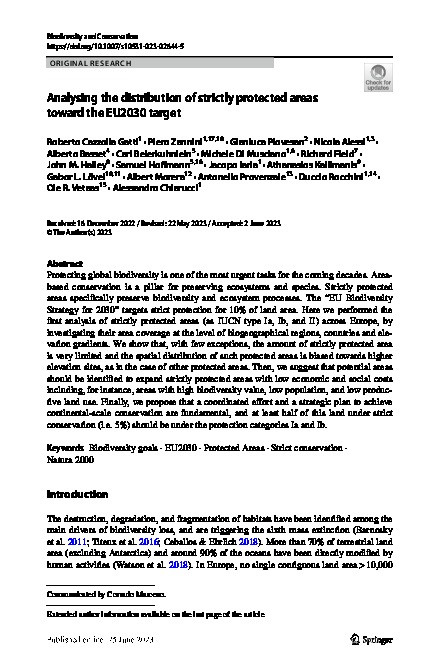 Analysing the distribution of strictly protected areas toward the EU2030 target Thumbnail