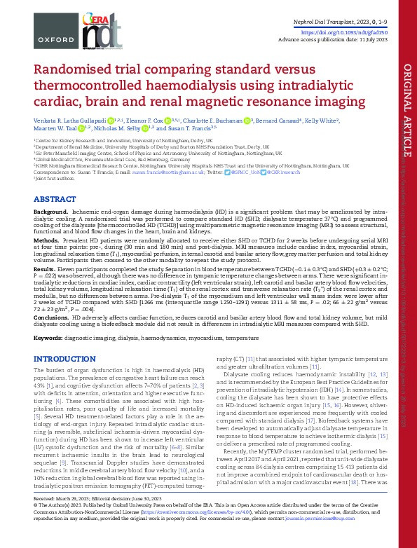 Randomised trial comparing standard versus thermocontrolled haemodialysis using intradialytic cardiac, brain and renal magnetic resonance imaging Thumbnail