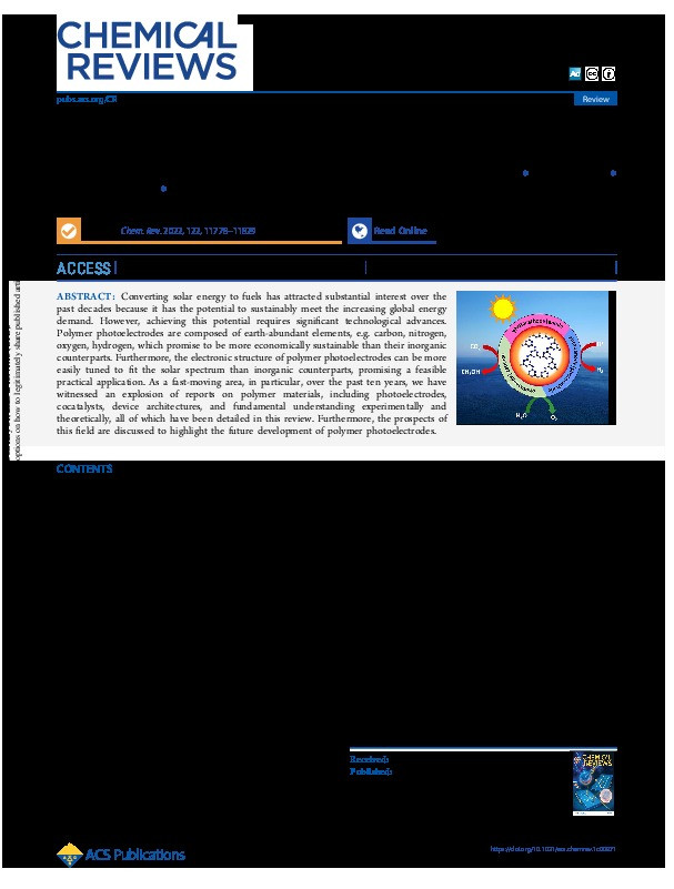 Polymer Photoelectrodes for Solar Fuel Production: Progress and Challenges Thumbnail