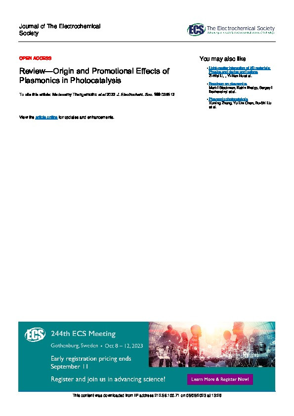 Review - Origin and Promotional Effects of Plasmonics in Photocatalysis Thumbnail