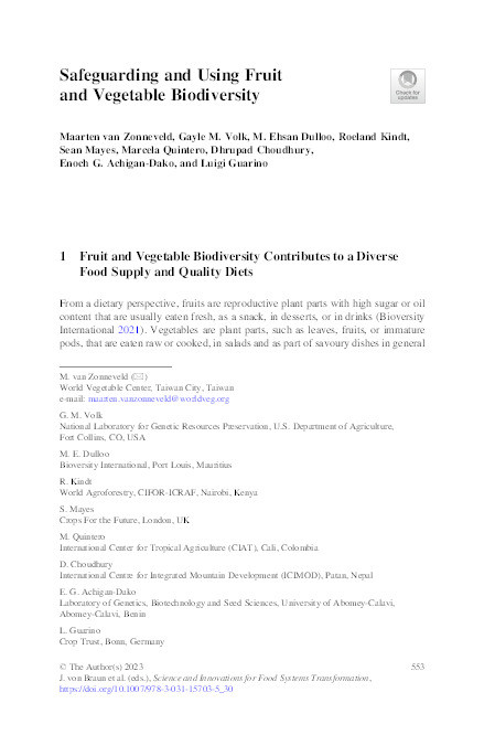 Safeguarding and Using Fruit and Vegetable Biodiversity Thumbnail