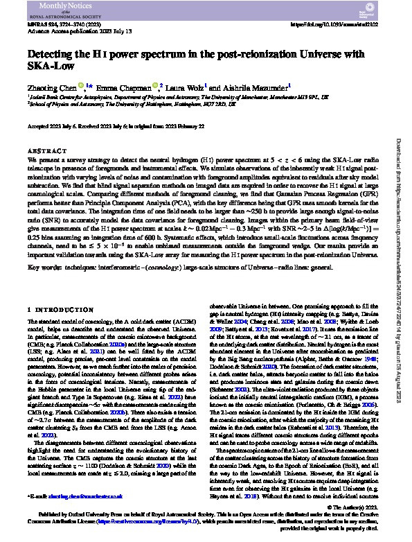 Detecting the H I power spectrum in the post-reionization Universe with SKA-Low Thumbnail